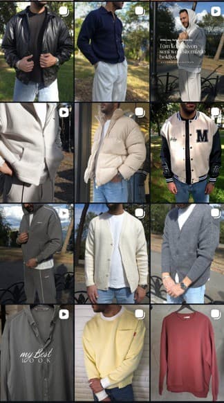 Menswear Brand — Instagram grid